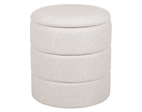 Okrúhly taburet s úložným priestorom Picardo, krémovo-béžová látka%