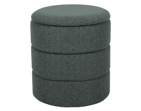 Okrúhly taburet s úložným priestorom Picardo, šedo-zelená látka%