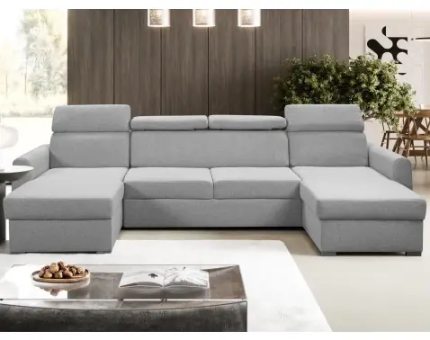 Sedacia súprava Mistic, svetlo šedá látka, tvar U%