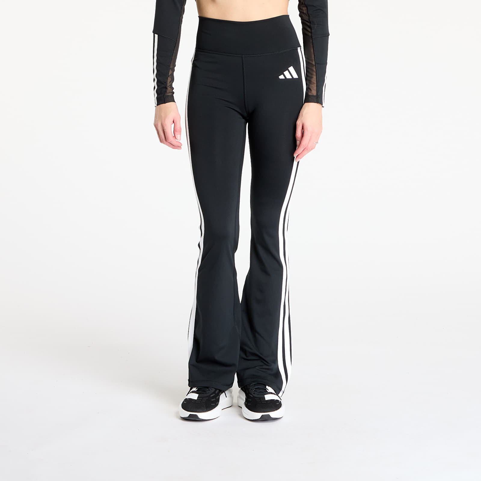 Legíny adidas Optime Essentials 3-Stripes Flared Leggings Black/ White XS