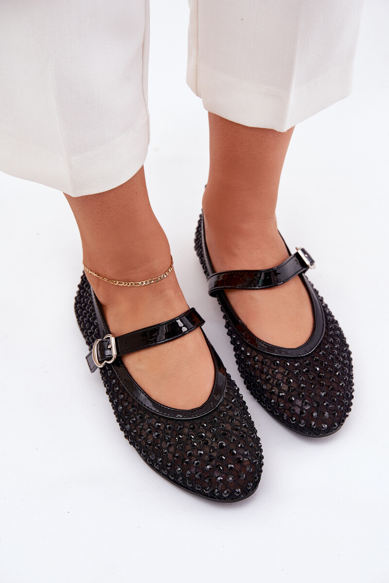 Boto Zdobené Dámske Baleríny S Pásikom A Prackou Čierne Avirae