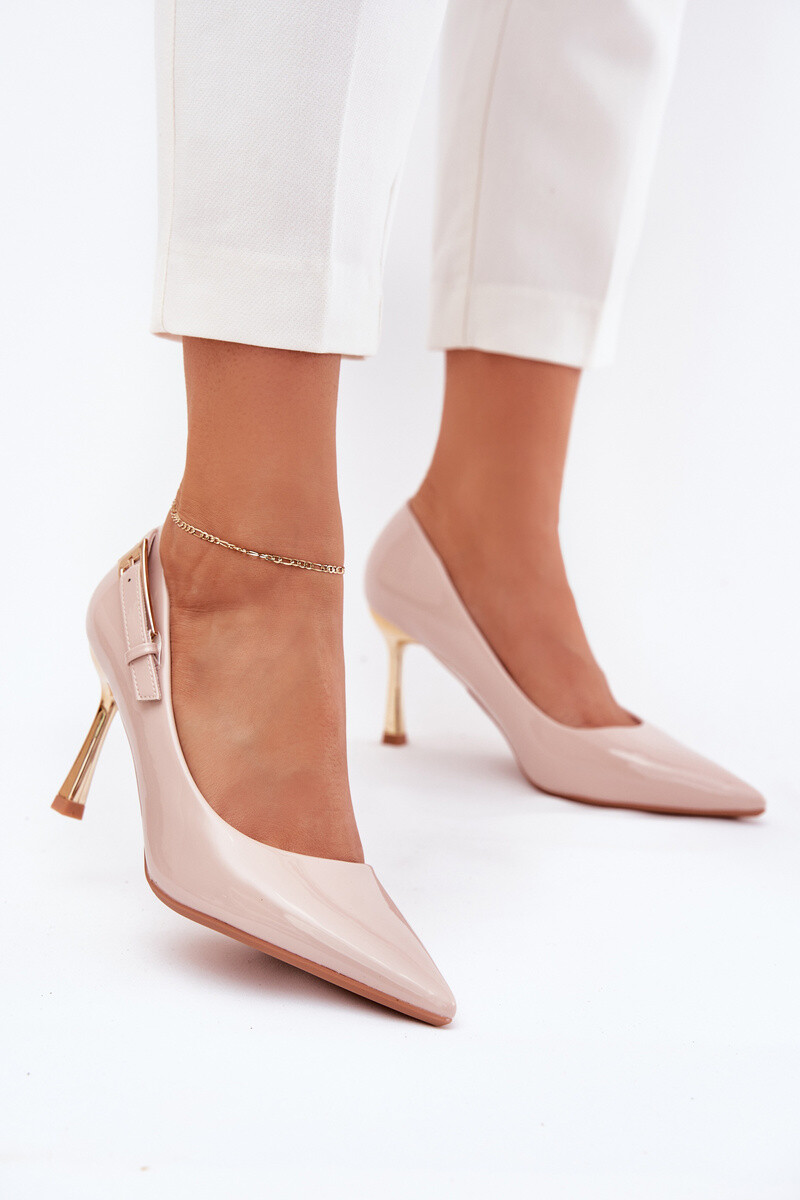 Boto Lakované Lodičky So Zlatou Sponou Béžové Mivira