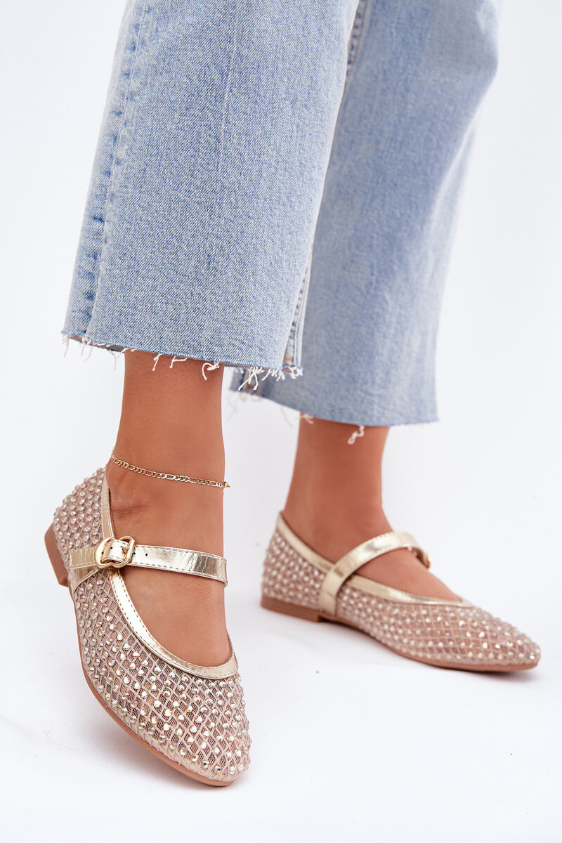 Boto Zdobené Dámske Baletky S Pásom A Sponou Zlaté Avirae