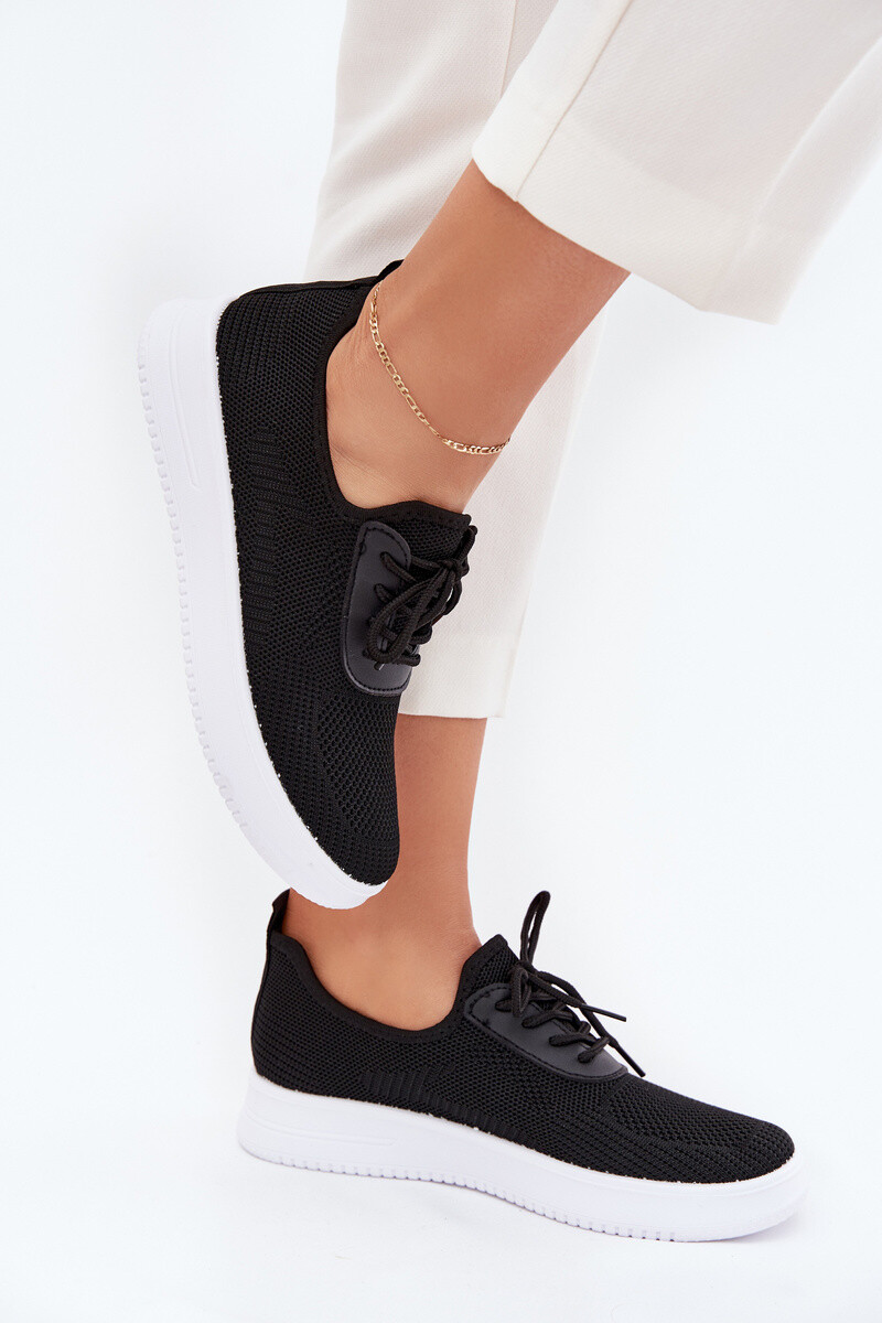 Boto Materiálové Nazúvacie Športové Topánky Na Platforme Dámske Čierne Kalyra