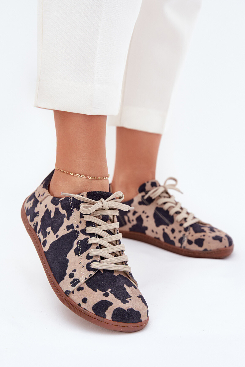 Dámske semišové barefoot tenisky s pruhmi Zazoo