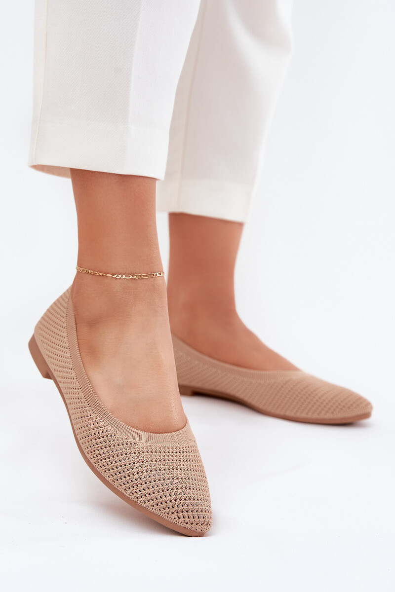 Boto Sieťové Materiálové Baleríny Dámske Tmavo Béžové Sarina