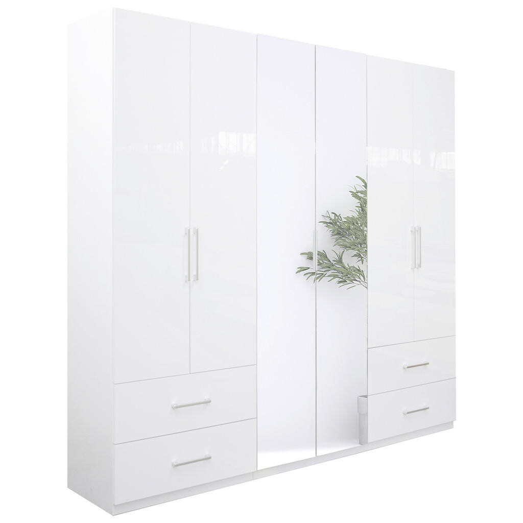 Boxxx ŠATNÍKOVÁ SKRIŇA, biela, biela s vysokým leskom, 269/211/55 cm