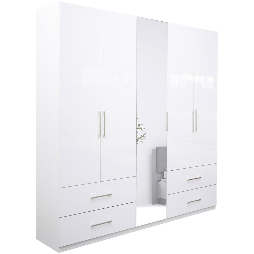 Boxxx ŠATNÍKOVÁ SKRIŇA, biela, biela s vysokým leskom, 224/211/55 cm
