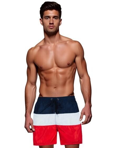 Pánske plavecké šortky tmavomodré a sivé