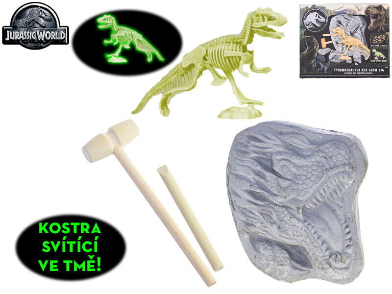 Mikro Jurský svet Sada na tesanie kostry T-Rexa svietiaca v tme s doplnkami