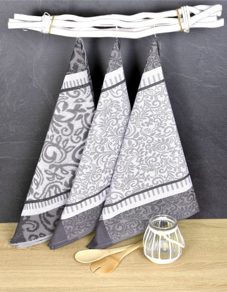 Luxusné kuchynské utierky, ORNAMENT egyptská bavlna set 2+1 FROTÉ