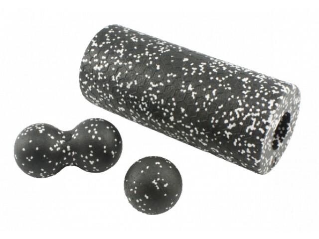 Masážna sada roller, loptička a duoball - sivá