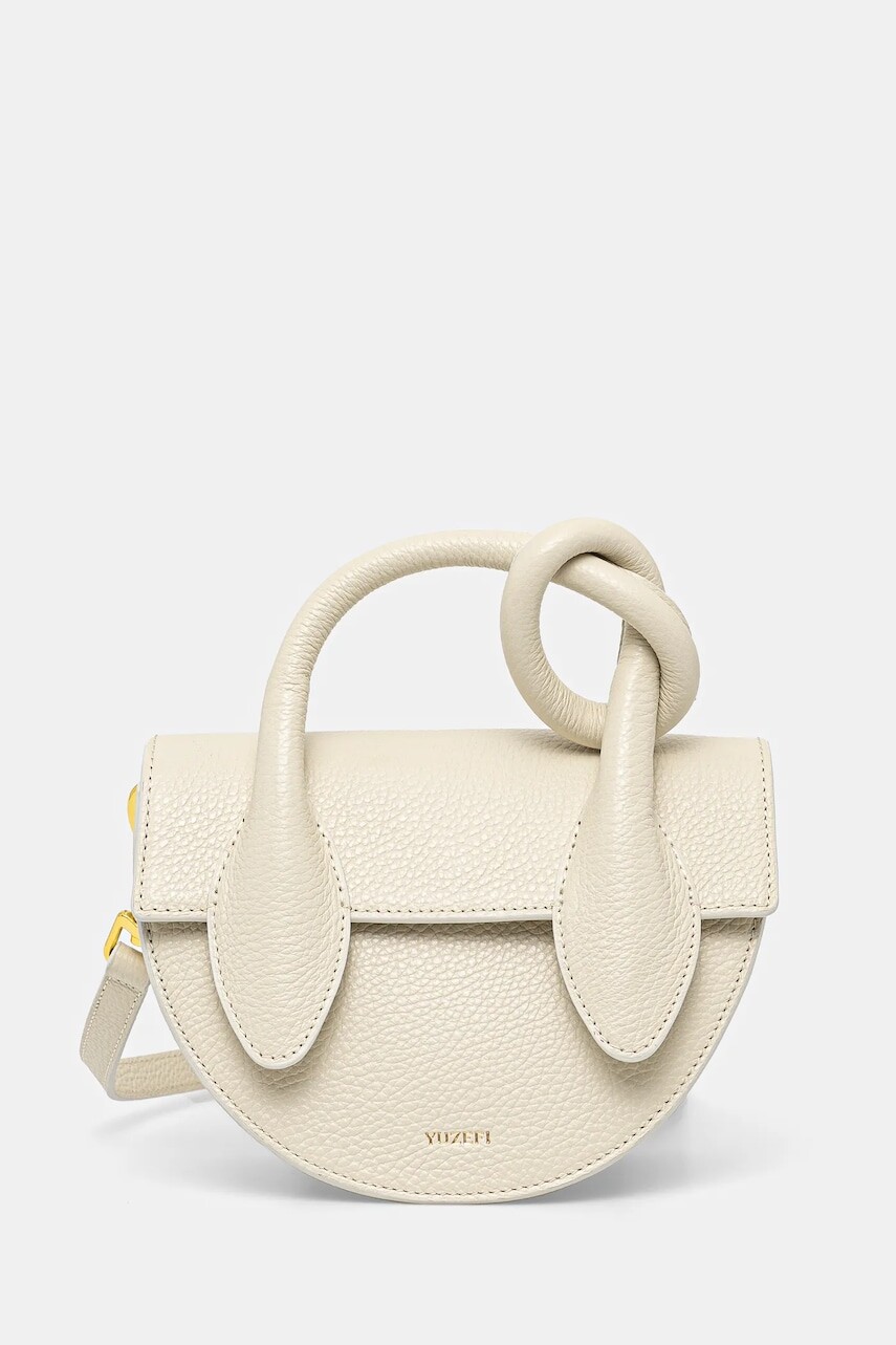 Kožená kabelka Yuzefi PRETZEL béžová farba, YUZCO-HB-PRZ-L031