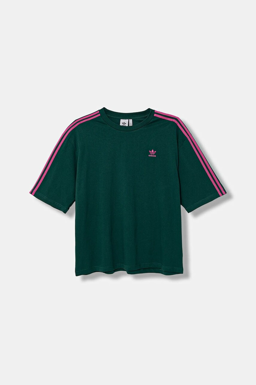 Bavlnené tričko adidas Originals Oversize Tee pánske, zelená farba, s nášivkou, KA0477
