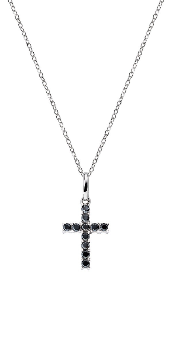 Amen Originálny strieborný náhrdelník so zirkónmi Cross CRBN03 (retiazka, prívesok)