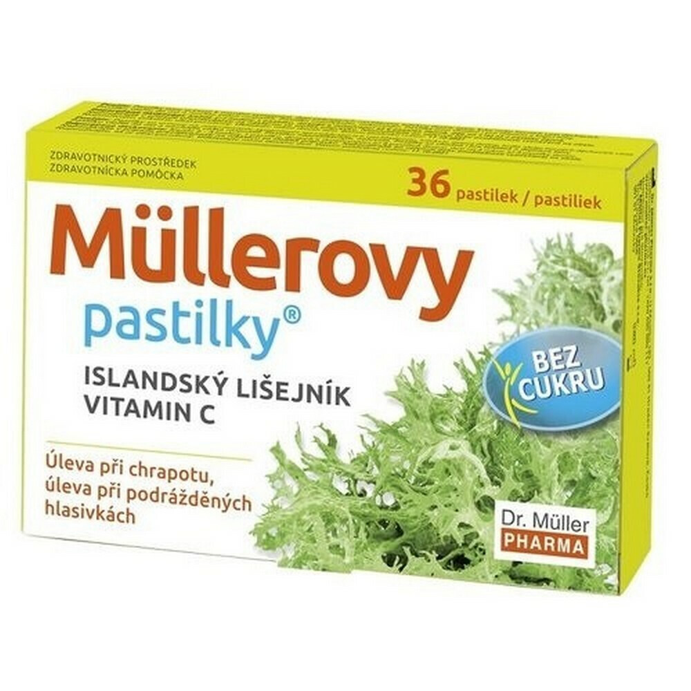 DR. MÜLLER Müllerove pastilky s islandským lišajníkom bez cukru 36 ks