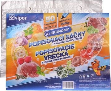 VIPOR HDPE zamrazovacie vrecká, 25 × 35 cm, 50 ks