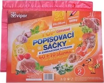 VIPOR Vrecko HDPE zamrazovacie 25 × 35 cm, 50 ks, červené