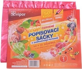 VIPOR Vrecko HDPE zamrazovacie 20 × 30 cm, 50 ks, červené