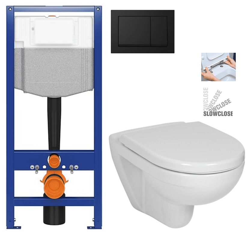 CERSANIT predstenový inštalačný systém s čiernym tlačidlom K97-0574 + WC JIKA LYRA PLUS + SEDADLO duraplastu SLOWCLOSE K97-526 0574 LY5
