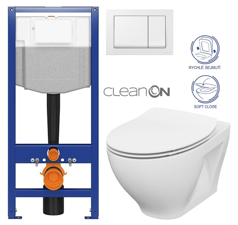 CERSANIT predstenový inštalačný systém s bielym tlačidlom K97-516 + WC CERSANIT CLEANON MODUO + SEDADLO K97-526 516 MO1
