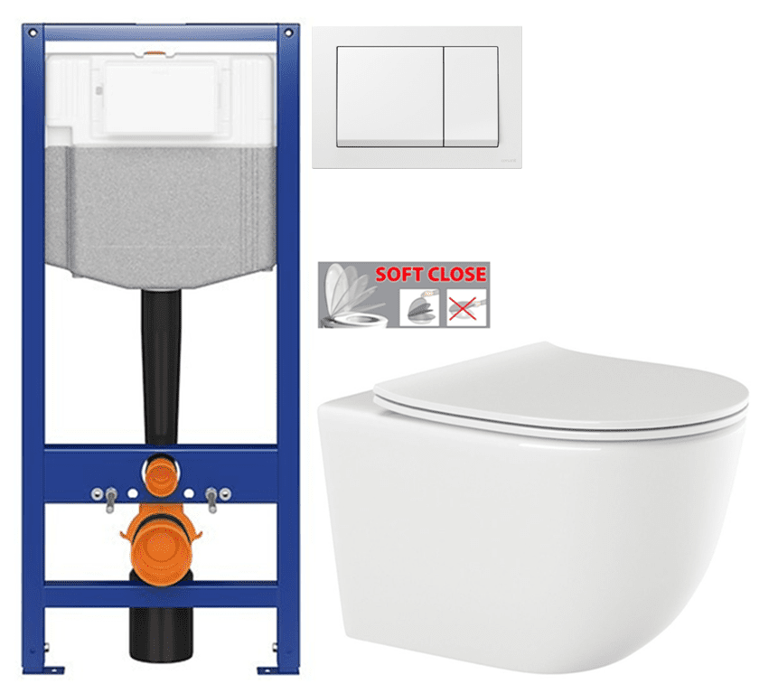 CERSANIT predstenový inštalačný systém s bielym tlačidlom K97-516 + WC INVENA TINOS + SEDADLO K97-526 516 NO1
