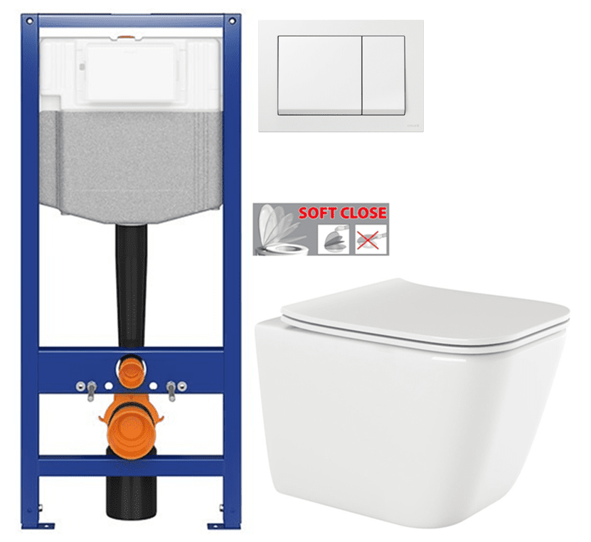 CERSANIT predstenový inštalačný systém s bielym tlačidlom K97-516 + WC INVENA PAROS + SEDADLO K97-526 516 RO1