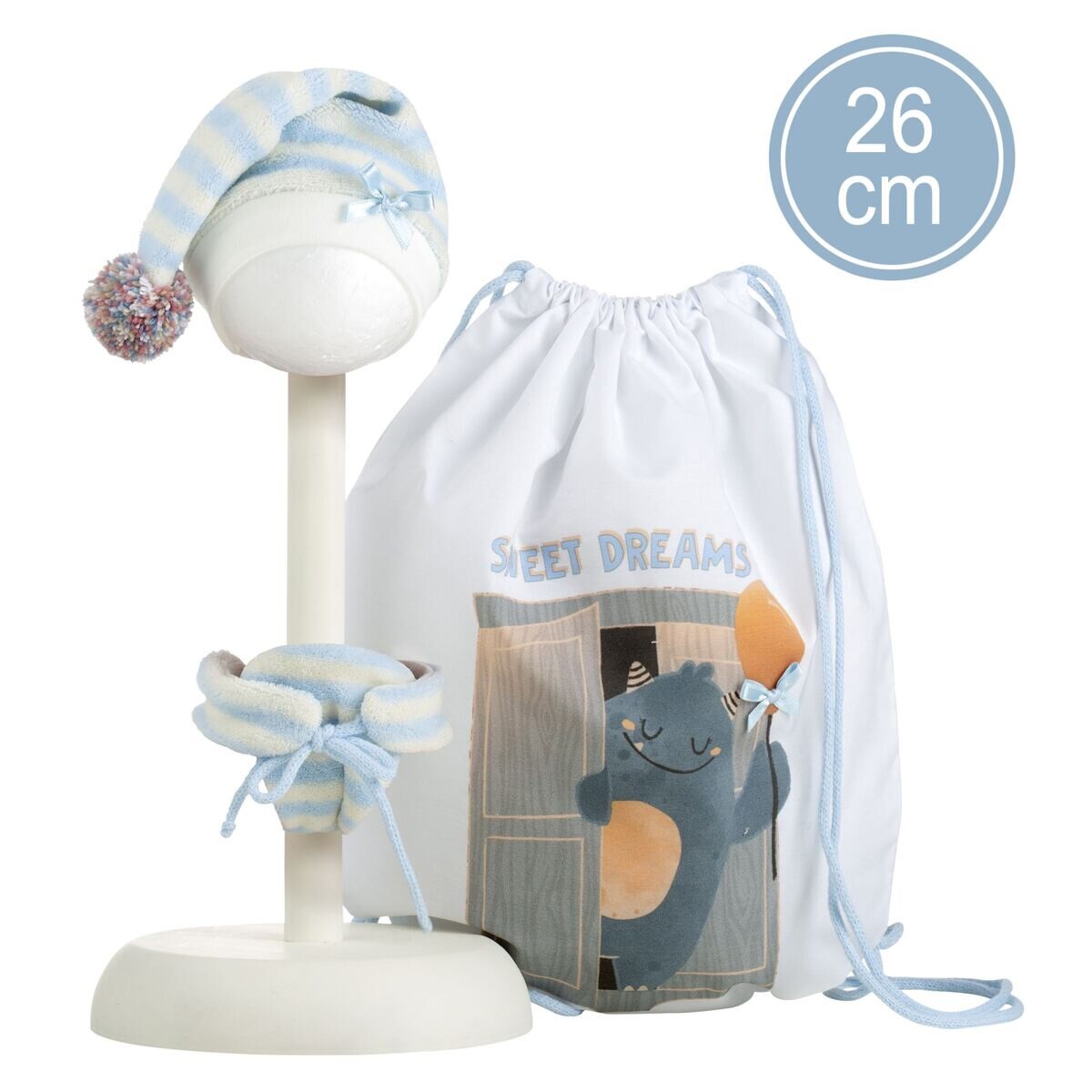 Llorens M26-313 Obleček pre bábiku bábätko NEW BORN veľkosti 26 cm s doplnkami