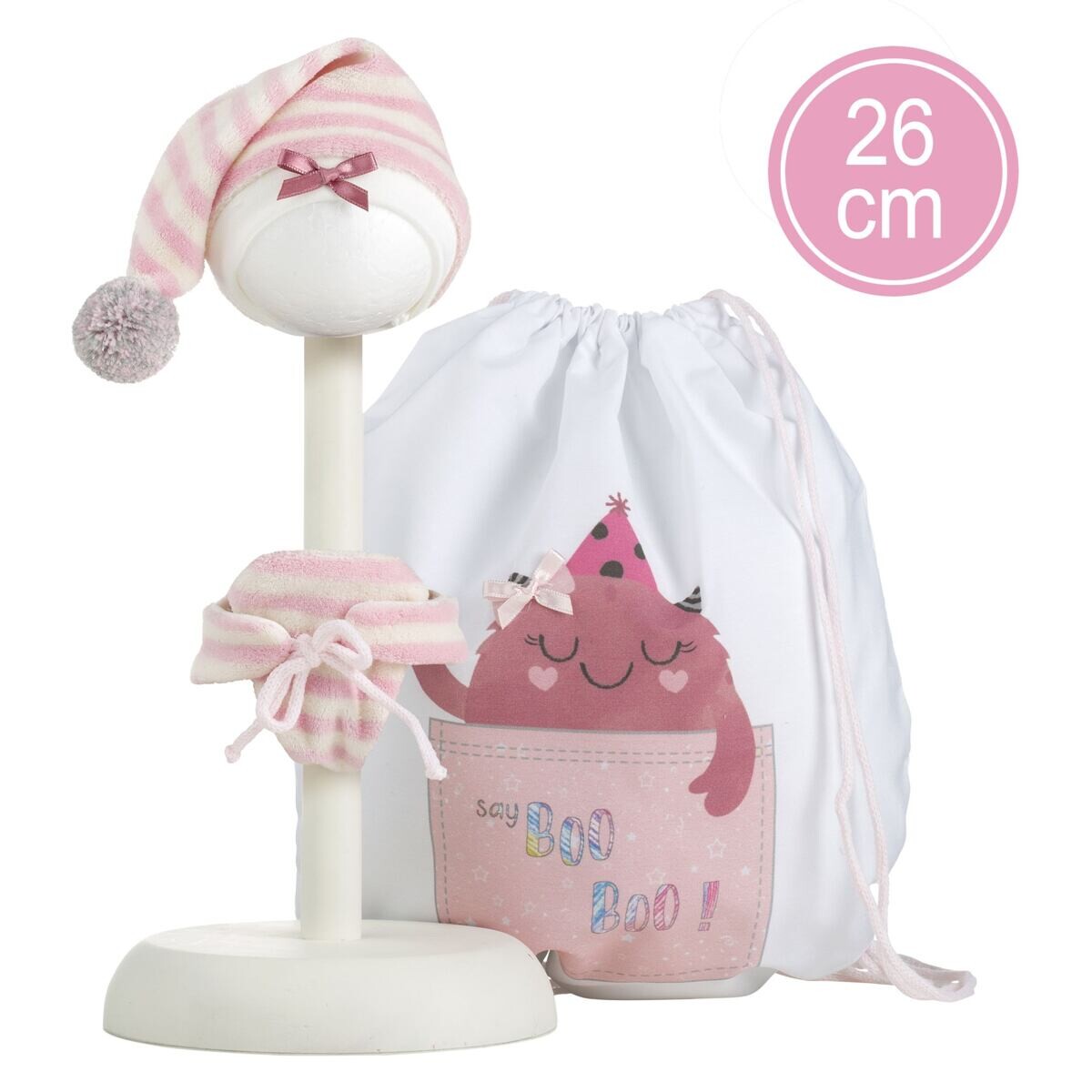 Llorens M26-314 Obleček pre bábiku bábätko NEW BORN veľkosti 26 cm s doplnkami