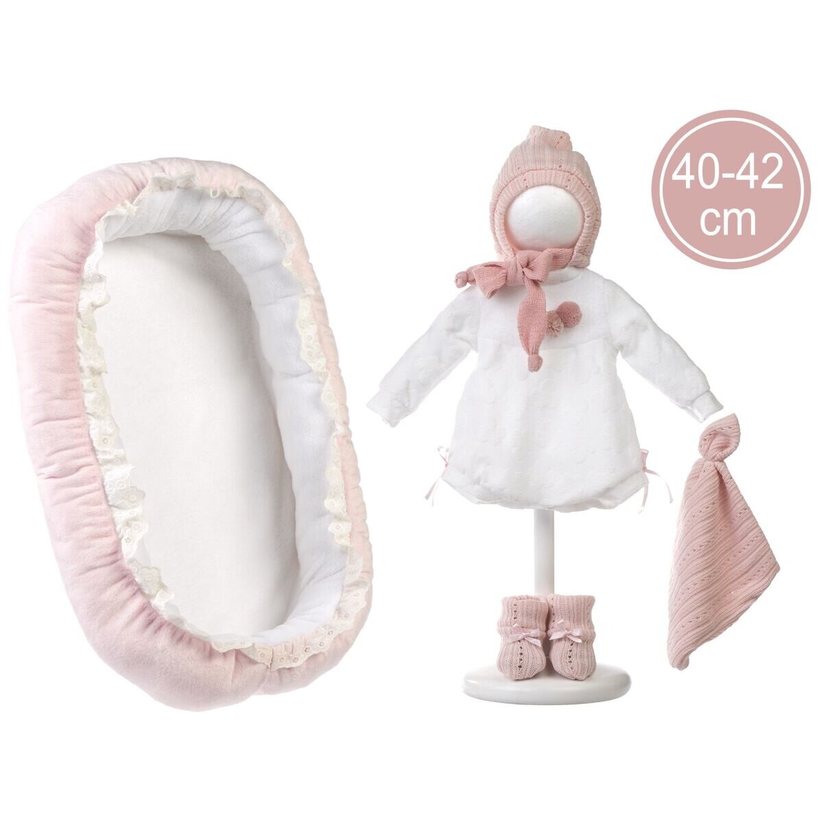 Llorens M740-88 Obleček pre bábiku bábätko NEW BORN veľkosti 40–42 cm s doplnkami