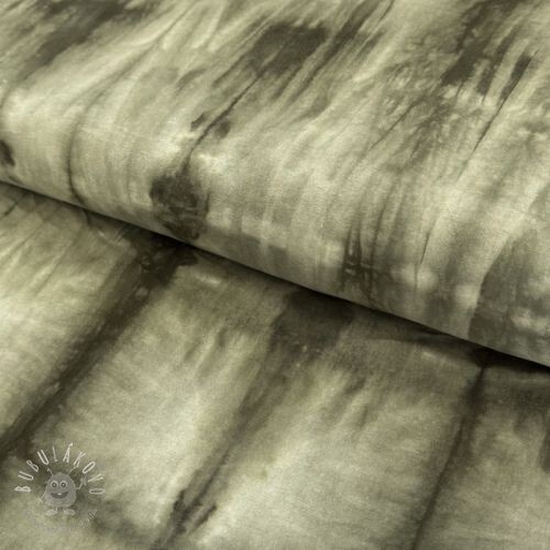 Bavlnená látka HAND TIE DYE camo green