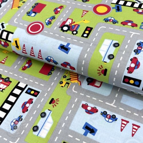 Bavlnená látka Cars on the road design A