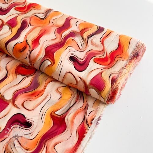 Viskóza RAYON POPLIN Wavy design C digital print