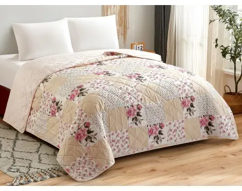 Prehoz na  posteľ Fiori 220x240 cm, kvetinovo ružový%