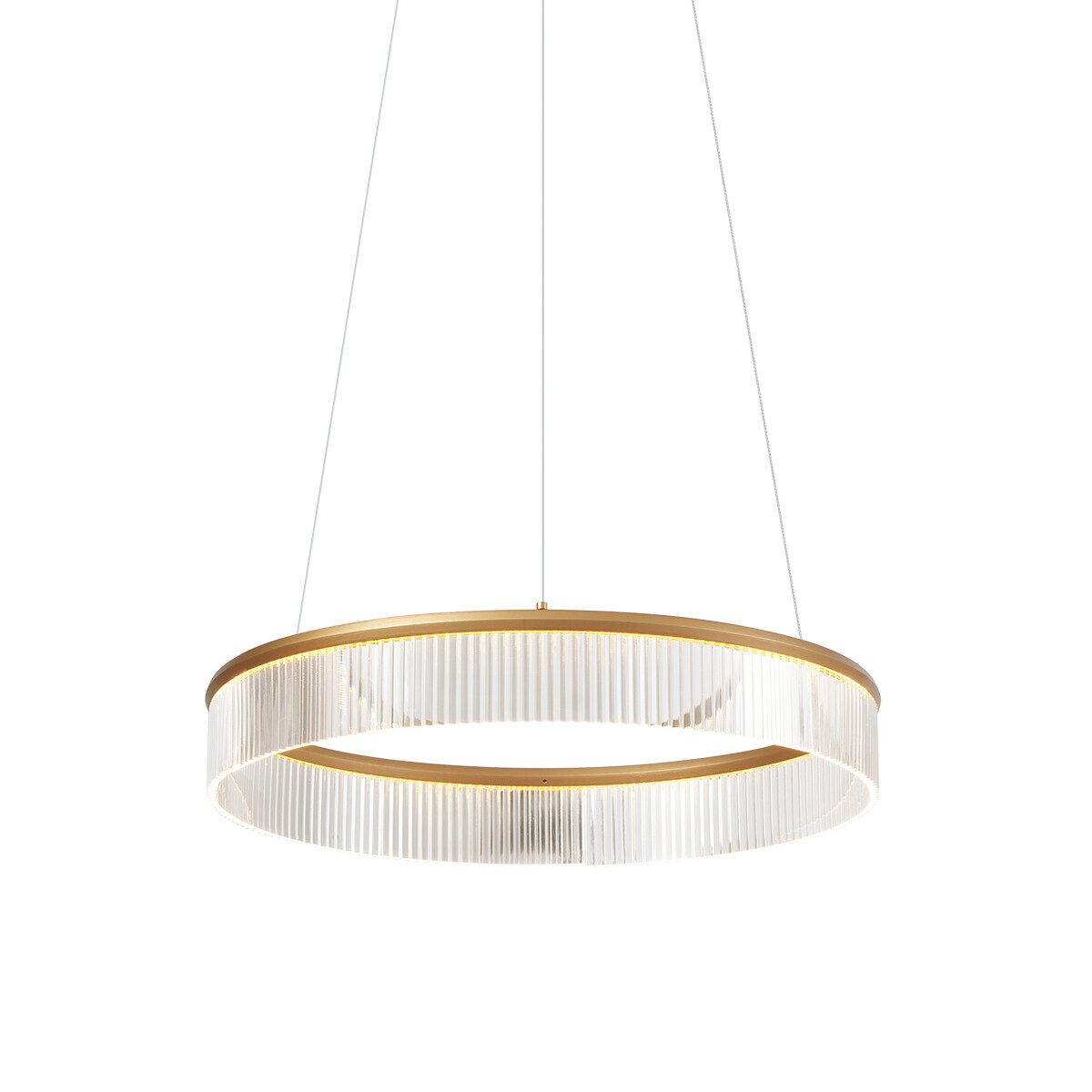 Moderné závesné svietidlo mosadzné 59cm vrátane LED s 3-stupňovým stmievaním - Anello Chandelier