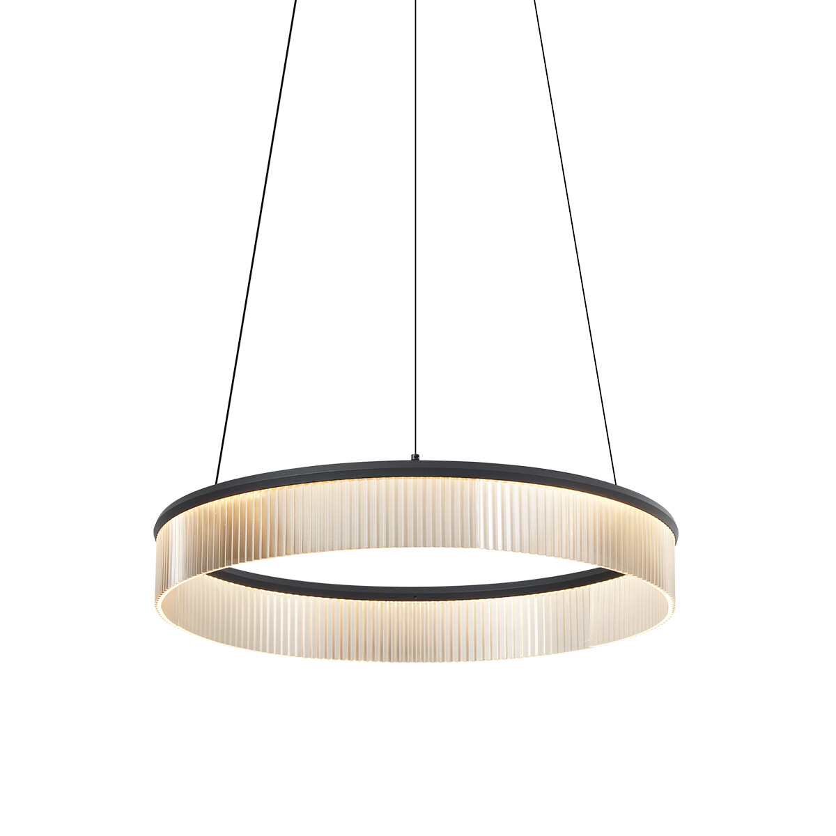 Moderné závesné svietidlo čierne 59cm vrátane LED 3-krokového stmievania - Anello Chandelier