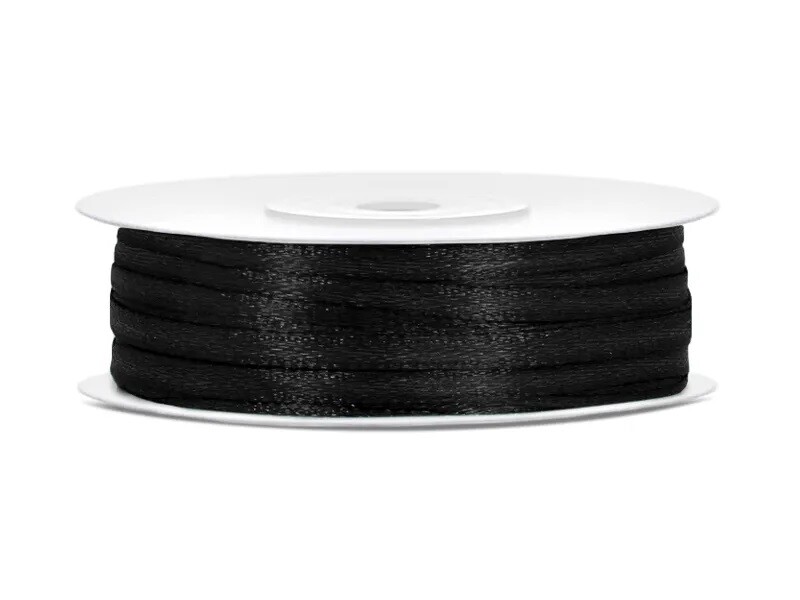 PartyDeco Saténová stuha - Čierna 3mm/50m