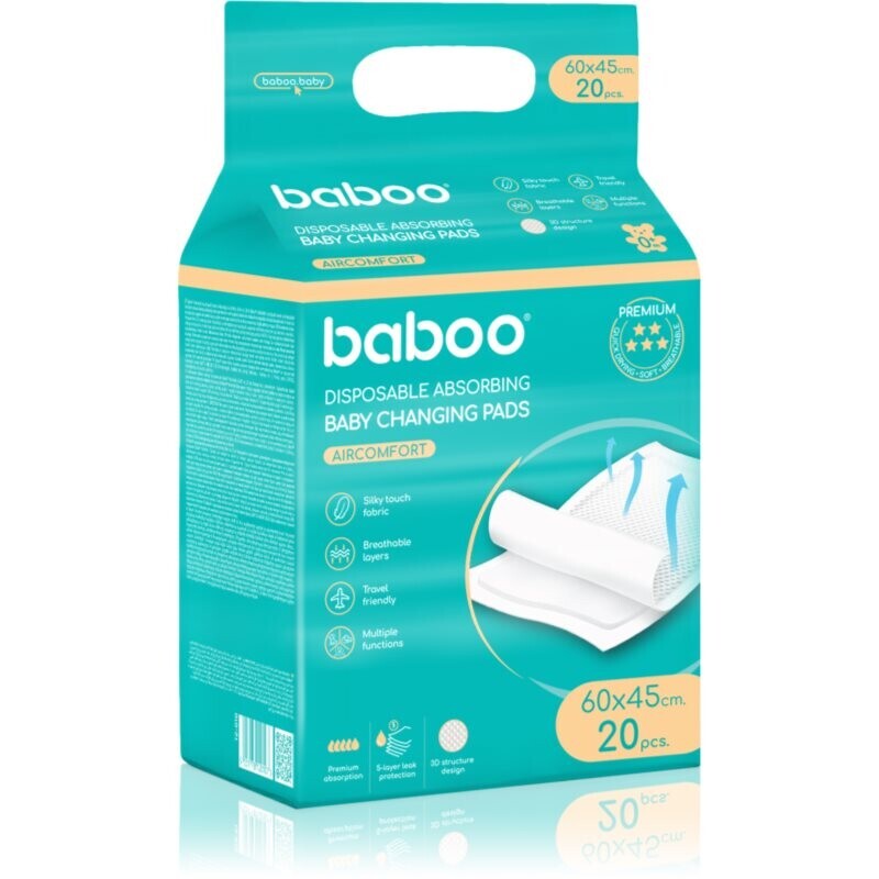 Baboo AirComfort Disposable Absorbing Changing Pads jednorazové prebaľovacie podložky 60×45 cm 20 ks