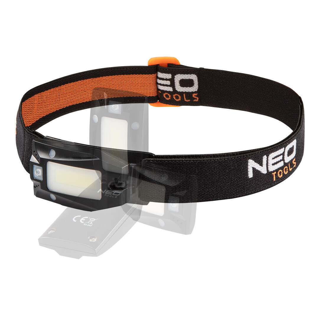 NEO TOOLS Batéria USB čelovka 180 lm COB LED + senzor pohybu 99-069