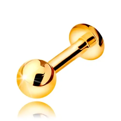 Labret do pery, brady a nad peru - lesklá hladká gulička, 9K zlato, 6 mm