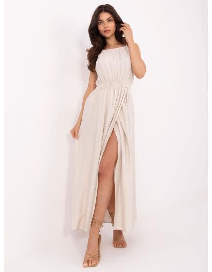 Béžové letné šaty s obálkovým spodným dielom