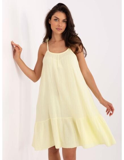 Svetložlté mušelínové šaty bez ramienok OCH BELLA