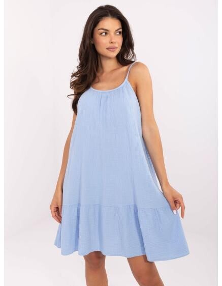 Svetlomodré rozšírené mušelínové šaty OCH BELLA
