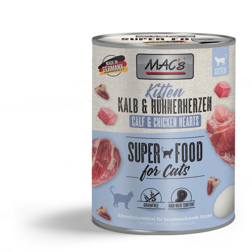 Výhodné balenie MAC´s Cat 24 x 800 g - Kitten (teľacie s kuracími srdiečkami)