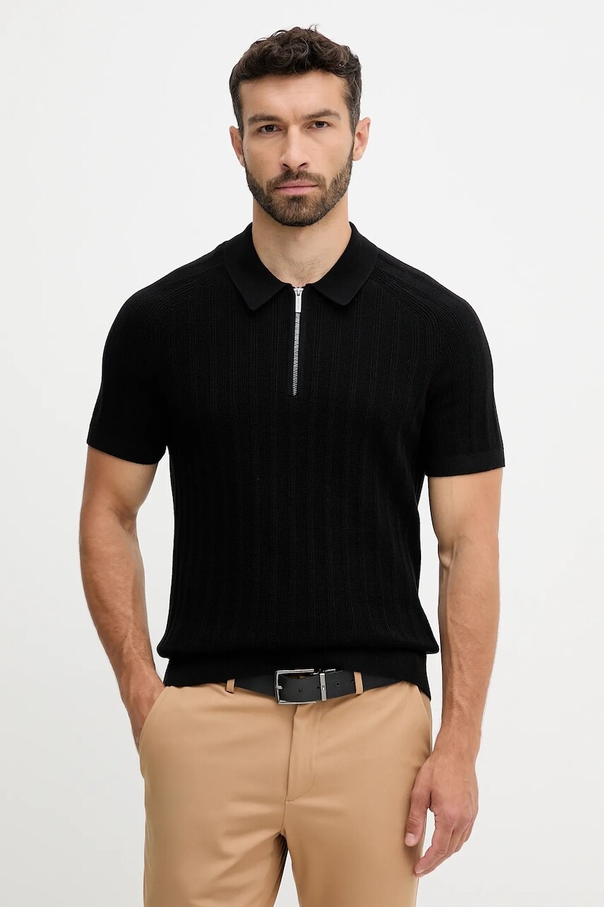 Bavlnené polo tričko Michael Kors čierna farba, jednofarebné, CT560GT469