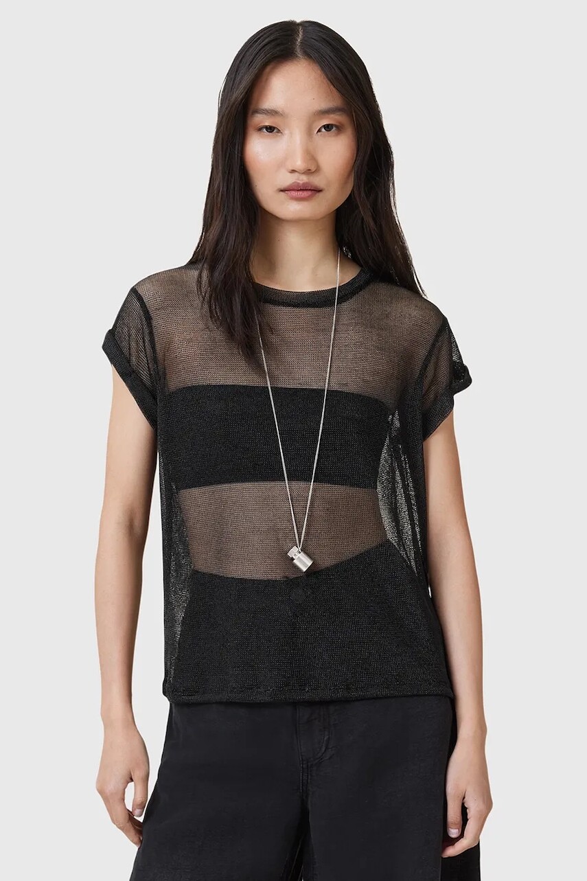 Blúzka AllSaints THEA čierna farba, W207JC