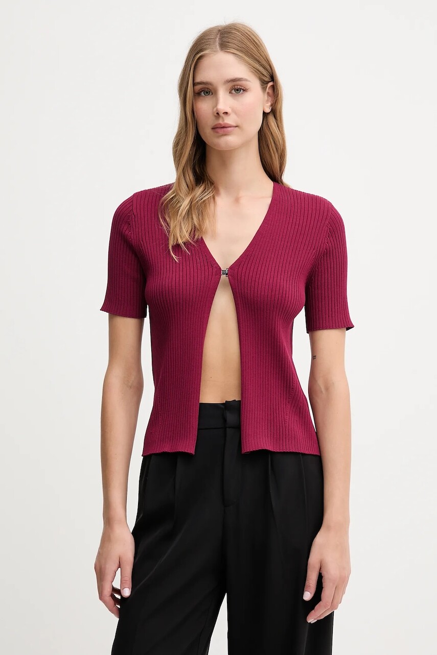 Kardigán Dkny bordová farba, ľahký, P52XAX02