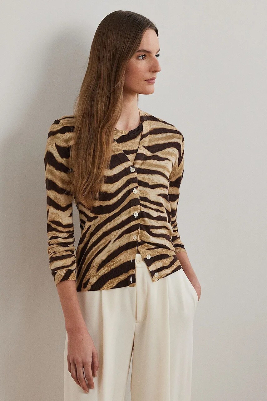 Kardigán Lauren Ralph Lauren béžová farba, ľahké, 200971371
