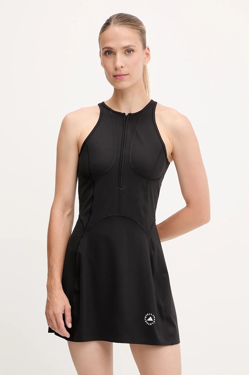 Športové šaty adidas by Stella McCartney TruePurpose čierna farba, mini, áčkový strih, JW4568