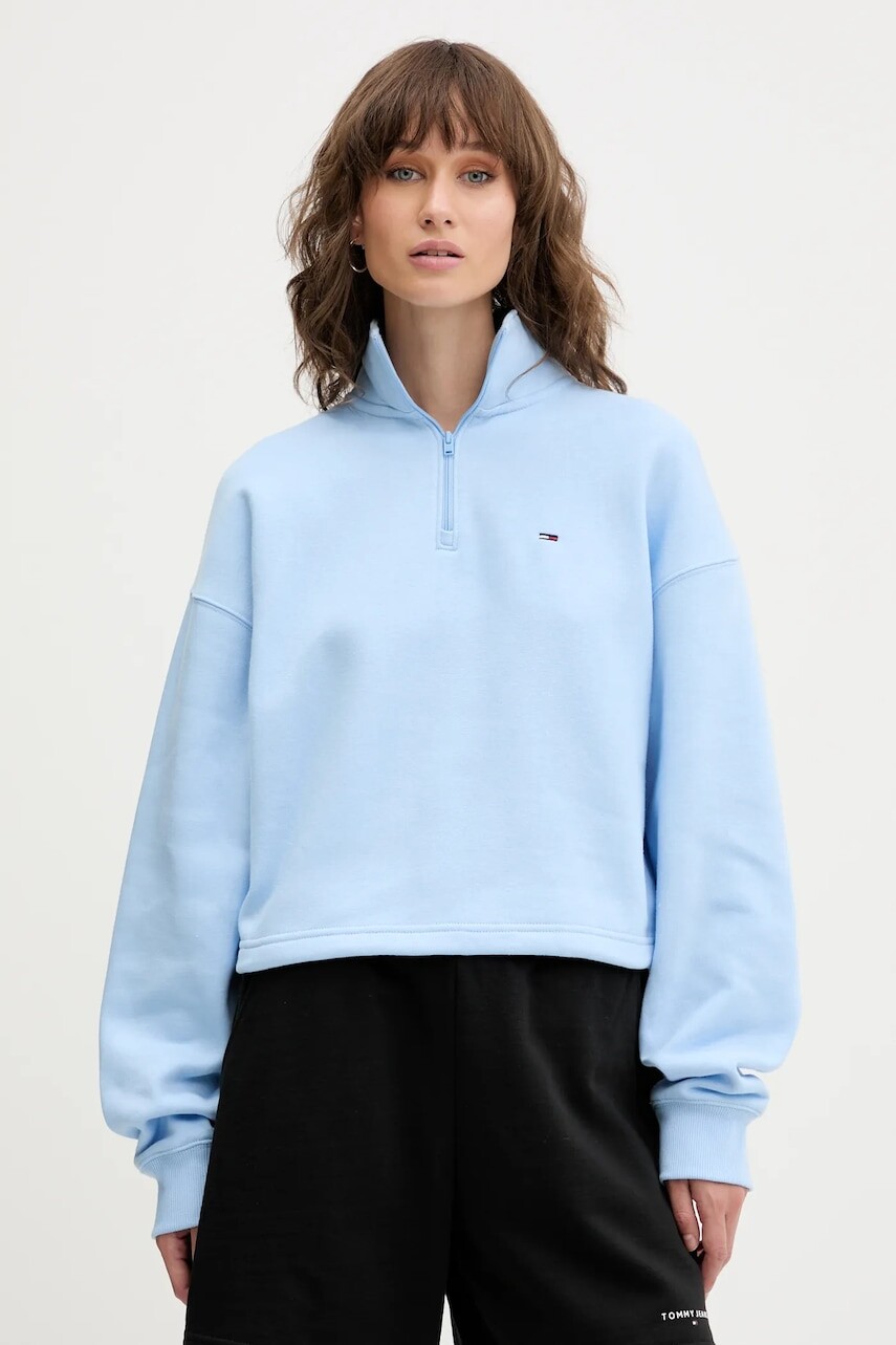 Mikina Tommy Jeans modrá farba, jednofarebná, DW0DW20946